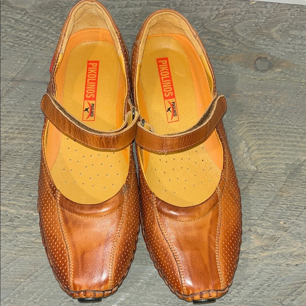 Pikolinos Brown Leather Driving Mary Jane Shoes Hook & Loop Sz EU 40/US 9.5 - Picture 11 of 11